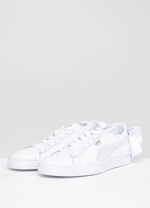 Кожаные кеды puma basket оригинал 40 р. натуральная кожа, с бантом, кеди