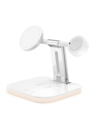 Зарядка qi 3in1 led magnetic wireless charger jyd-wc101 |15w max| white