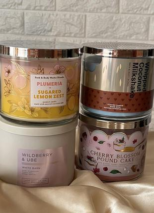 Свічки на три гноти bath and body works літні новинки.набори bath&body