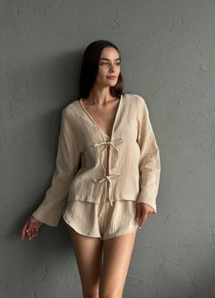 Муслінова піжама, мусліновий костюм, домашній одяг, одяг для сну5 фото