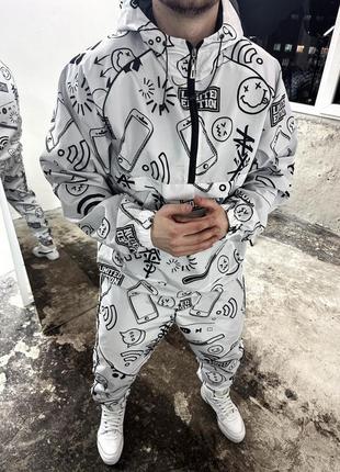 Білий чоловічий спортивний костюм.5-827