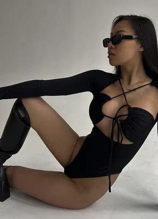 Боді littleviksi в стилі bershka  рожевий малина фуксія відвертий3 фото