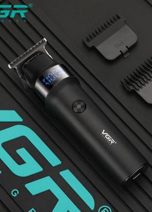 Професійна машинка (тример) для стрижки волосся та гоління з 4 змінними насадками, led display vgr v-987 shop