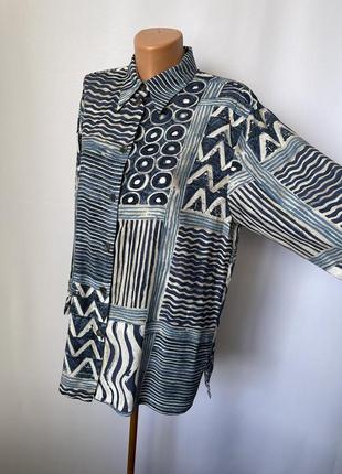 Сорочка вінтаж абстрактний малюнок у блакитних тонах купро віскоза c&amp;a