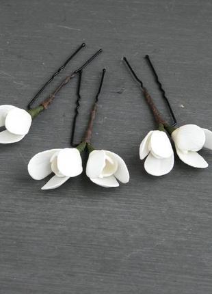Шпильки з підсніжниками / весільні шпильки для волосся з квітами