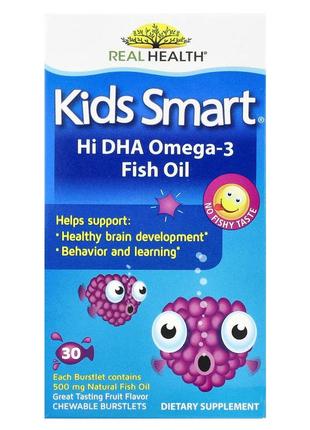 Риб'ячий жир для дітей з високим вмістом омега-3 та дгк bioglan dha omega-3 fish oil 30 жувальних та