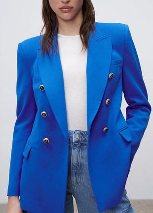 Изысканный женский двубортный блайзер, пиджак zara.