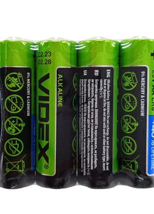 Батарейка лужна videx alkaline videx lr6 aax4, lr06/aa блістер 4 штуки пальчики блістер