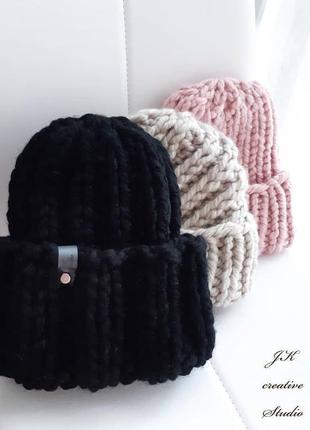Шапка handmade з товстої вовняної пряжі