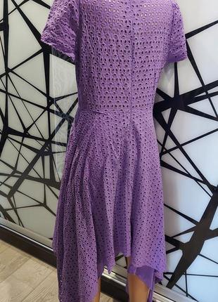 Лавандовое платье из прошвы new fashion с ассиметричной юбкой 46-486 фото