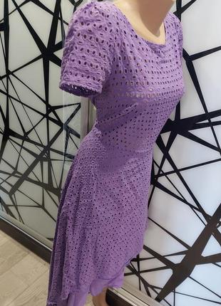 Лавандовое платье из прошвы new fashion с ассиметричной юбкой 46-485 фото