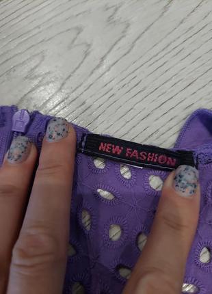 Лавандовое платье из прошвы new fashion с ассиметричной юбкой 46-487 фото