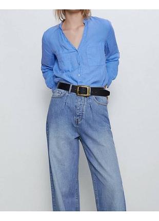 Рубашка от zara лен голубая