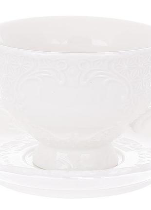 Порцелянова чайна пара blanc чашка 250 мл ажур