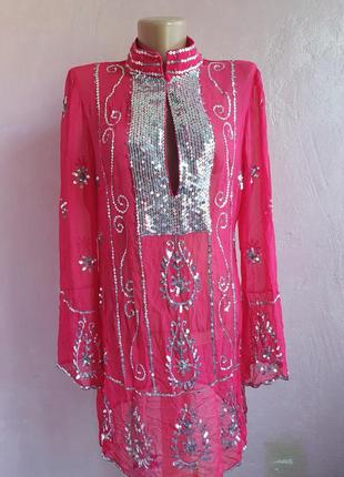 Шовкова туніка в паетках