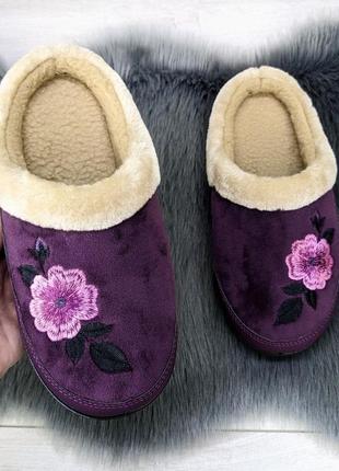Капці жіночі домашні dago style теплі без задника фіолетові 2174_4