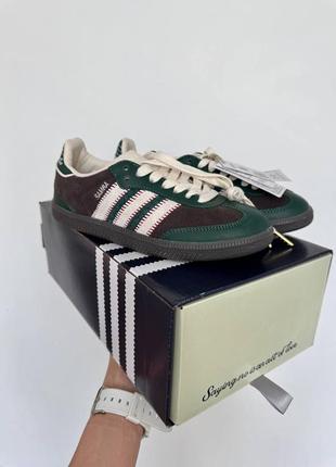 Кеды в стиле adidas samba x notitle green / brown premium8 фото