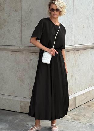 Юбка - баллон длинная, оверсайз, летняя, черная