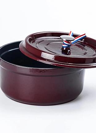Кокотниця чавунна з емальованим покриттям 3 л діаметр 23 см червоний каструля shop