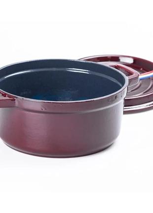 Кокотниця чавунна з емальованим покриттям 3 л діаметр 23 см червоний каструля shop