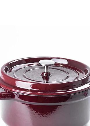 Кокотниця чавунна з емальованим покриттям 3 л діаметр 23 см червоний каструля shop