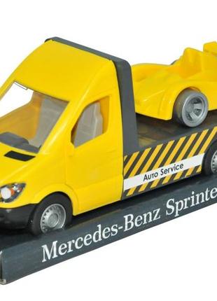 Автомобіль "mercedes-benz sprinter" евакуатор (желтый) на планшетке, tigres
