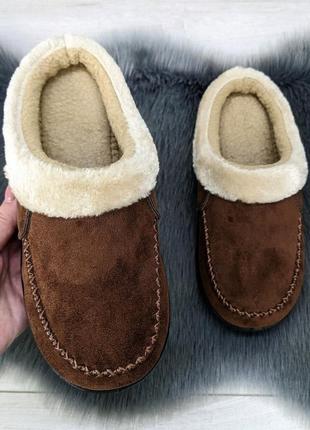 Тапочки женские домашние dago style теплые без задника коричневые 4525