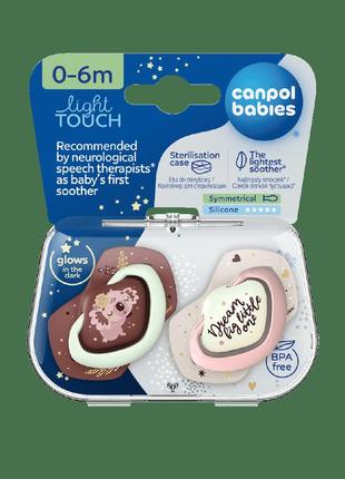 Пустушка силіконова симетрична 0-6 міс sleepy koala 2 шт., canpol babies  22/658_pin