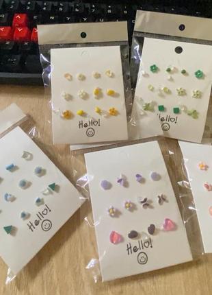 Набор сережек, бижутерия, серьги-пуссеты