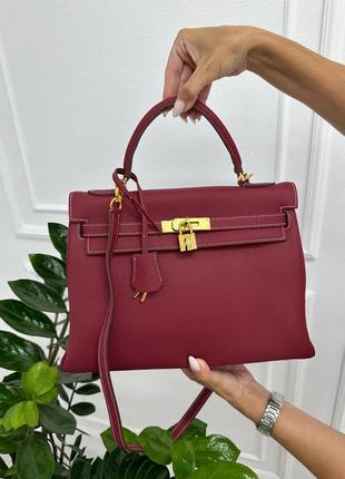 Шикарная кожаная сумка в стиле hermes kelly