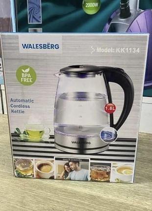 Чайник стеклянный электрический walesberg kk 1134  (12 шт/ящ)