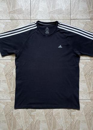 Футболка vintage y2k opium retro adidas performance climalite tee l black 2011 stripes