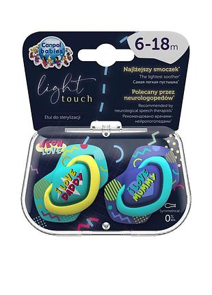 Canpol babies пустушка силіконова симетрична 6-18 міс neon love 2 шт. - блакитна