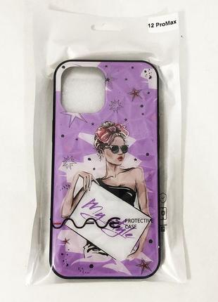 Чохол на apple d iphone 12 max дівчина в окулярах. колір фіолетовий shop
