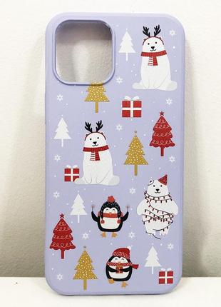 Чохол apple d iPhone 12 max. різдво. колір: фіолетовий shop