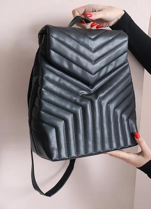 Жіночий чорний рюкзак з еко шкіри, рюкзак-трансформер.