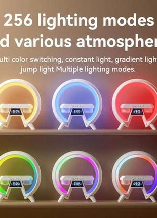 Led лампа нічник g-lite xm-x63 з bluetooth динаміком і бездротовою зарядкою, годинник хамелеон з будильником shop7 фото