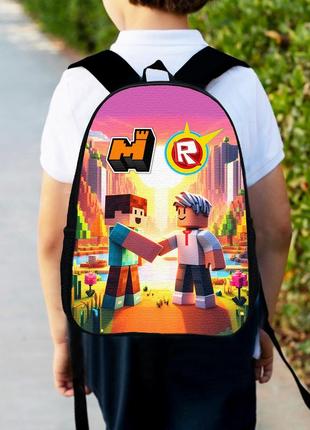 Рюкзак дитячий майнкрафт і роблокс дружба "minecraft" 34х27 см, ранець roblox міський для хлопчика