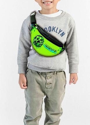 Сумка-бананка детская майнкрафт кпипер "minecraft" с принтом ,32х15см,сумка для мальчика  через плечо