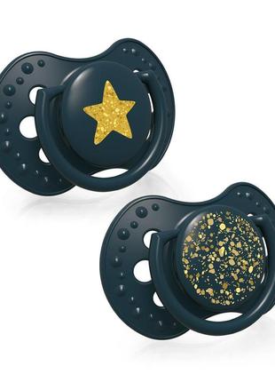 Соска-пустышка силиконовая динамическая 0-3 м-цев 2 шт. stardust, lovi зеленый, 22/892 green