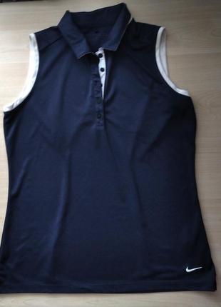 Футболка спортивная майка nikegolf dri-fit, размер l, поло, с воротником1 фото