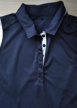 Футболка спортивная майка nikegolf dri-fit, размер l, поло, с воротником3 фото