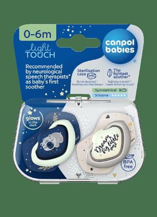Canpol babies пустушка силіконова симетрична 0-6 міс sleepy koala 2 шт. - синя, 22/658_blu