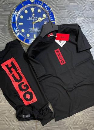 Чорна футболка з коротким рукавом hugo boss