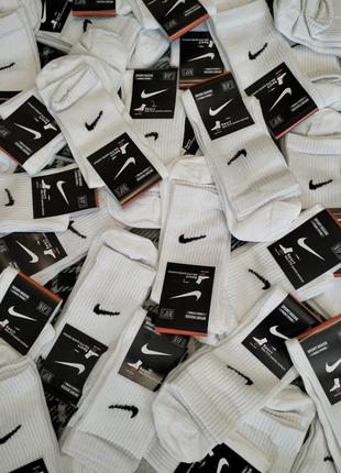 Шкарпетки nike, високі білі шкарпетки найк 36-40 та 41-44 розміри, білі шкарпетки тонкі, літні - весняні. виготовлені з натуральної бавовни