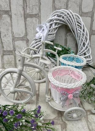Декоративный, плетенный велосипед-кашпо из пластика h 16 см