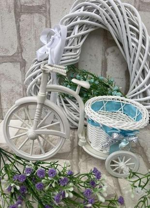 Декоративный, плетенный велосипед-кашпо из пластика h 16 см