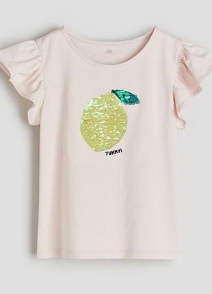 Футболка h&m пайетки пайетки 8-10р-134-140см