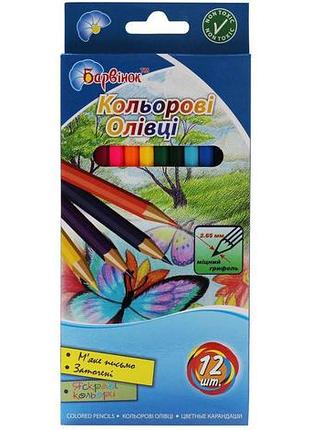 Олівці кольорові 12 кол. "барвінок" квіти шестигранні, 5-202/2, шт