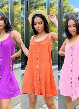 Мини сарафан жатка с пуговицами, платье летнее на бретельках платье платье платья мины лето